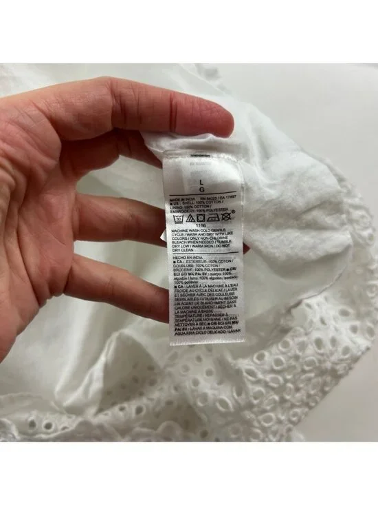 Old Navy White Cotton Eyelet Babydoll Mini Dress L - Picture 4 of 8